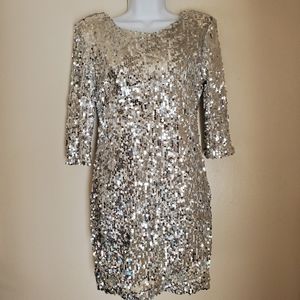 Blaque label silver Supernova sequin dress